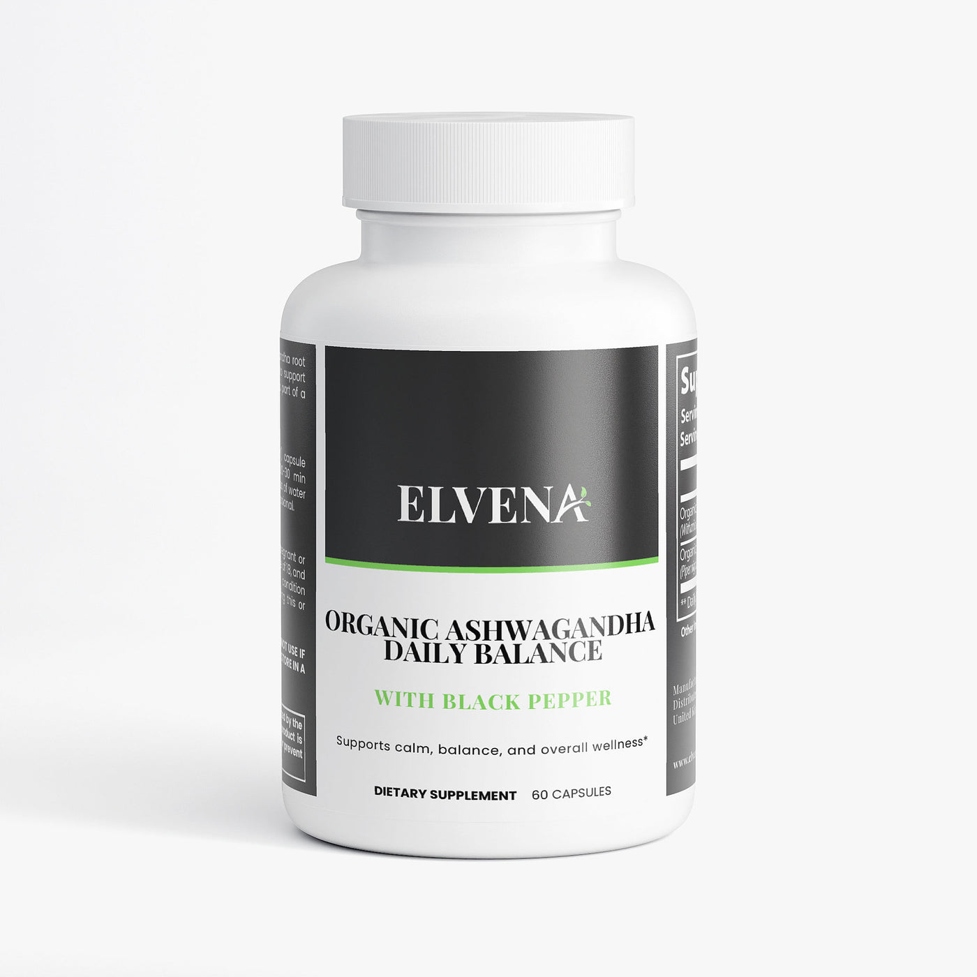 Elvena Organic Ashwagandha Daily Balance with Black Pepper
